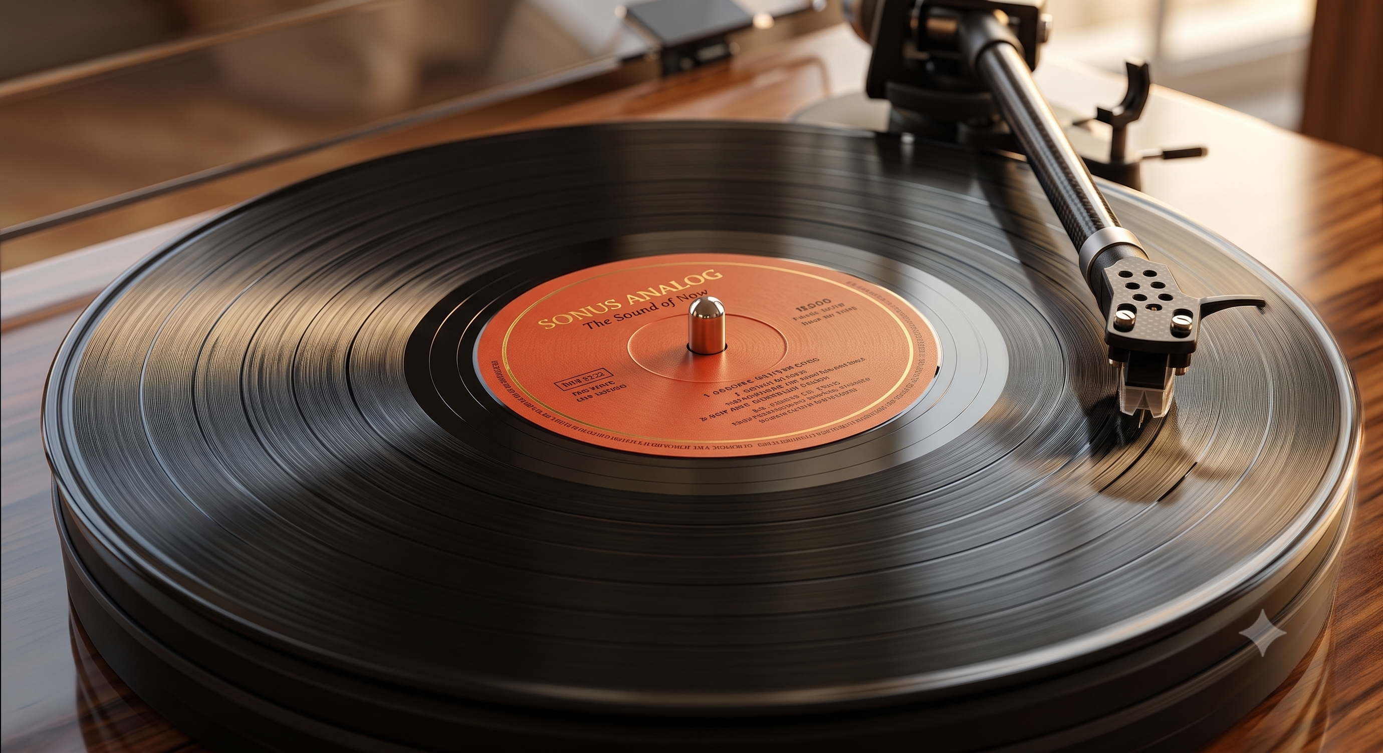 Warm Scandinavian vinyl record player setup